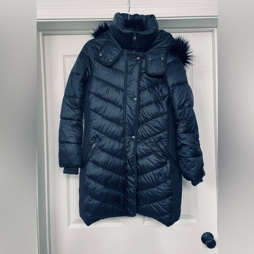 Abercrombie & Fitch Women's Long Fur Hood Winter Puffer Jacket Size Large